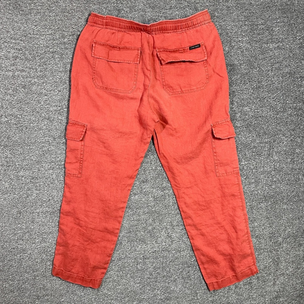 Sanctuary Linen Cargo Pants Womens Medium Coral 100% Elastic Drawstring Waist - Picture 4 of 13